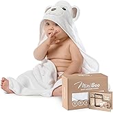 MINIBOO Hooded Baby Towels for Newborn & Toddler - Super Soft Baby Bath Towels with Hood, Highly Absorbent Viscose Made from Bamboo Hooded Towel for Boys, Girls, Newborn Essentials