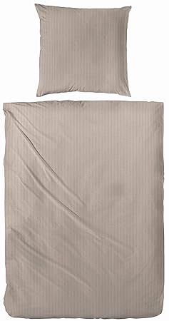 WOMETO Bettwäsche Seersucker 155x220 beige Uni - OekoTex Baumwolle Sommer modern