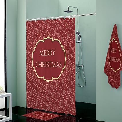 Amazon Com Ezon Ch Shower Sets Red Snowflake Background Merry