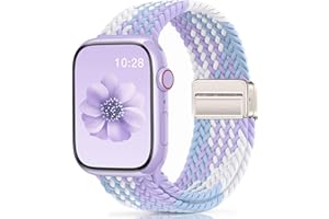 EVIE BAND Braided Stretchy Loop with Magnetic Clasp Compatible with Apple Watch Band for Women Men 38mm 40mm 41mm 42mm 44mm 45mm 49mm, Sport Nylon Strap for iWatch Series 10 9 8 7 6 5 4 3 2 Ultra SE