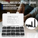 FandWay 1200Pcs Self Tapping Screws Set Carbon Steel Black Flat Head M2 M3 Kit view 8