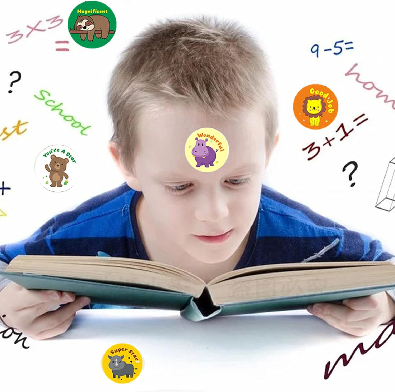 500pcs Reward Stickers Roll, 1.5inch School Motivational Stickers for Children Student, Animal Cartoon Stickers for Teacher Parents Classroom with 8 Designs for Kids: Kitchen & Dining