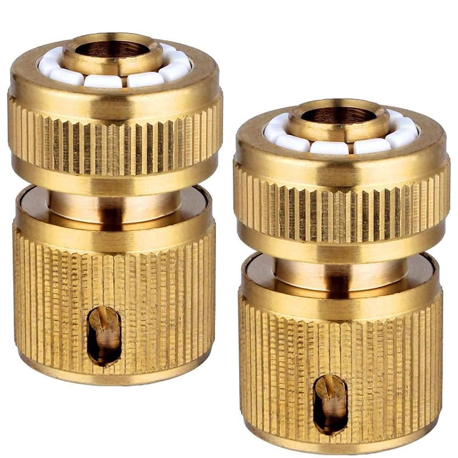 QXCFTW 2Pcs Brass Hose Connector Hose End Quick Connector, Brass Hose Fittings, 1/2" Hose Pipe Quick Connect Fitting, for Watering Gardening Car Washing