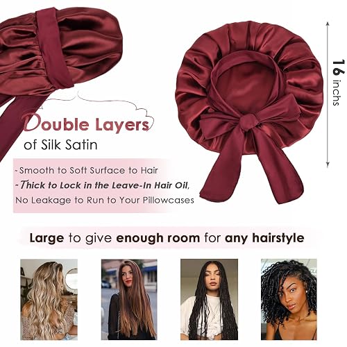 YANIBEST Adjustable Satin Bonnet for Sleeping Women Double 