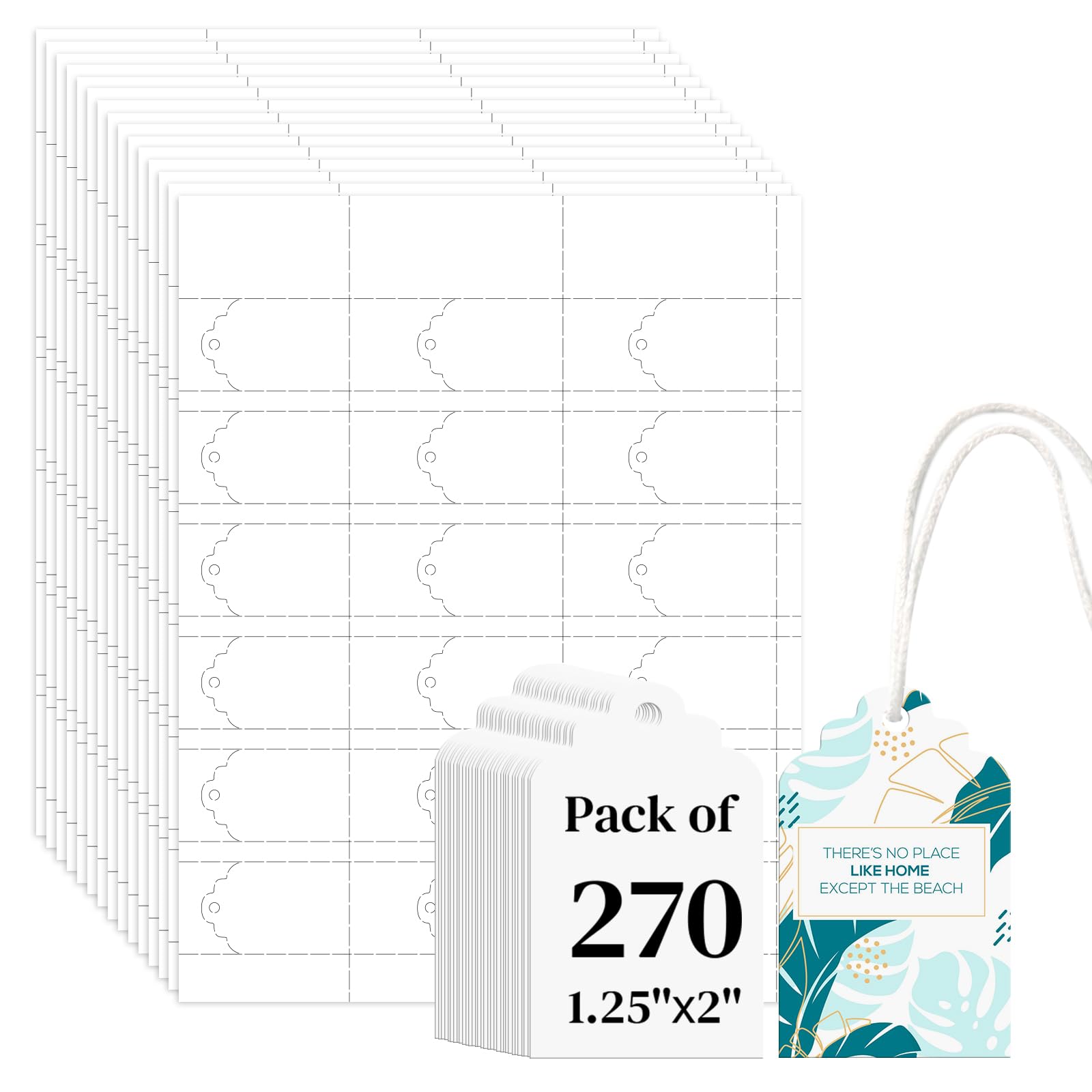Photo 1 of 270 Pcs Printable Tags with String 1.25 x2 inch Scalloped Printable White Tags with Crop Tool for Clothing Gift Party Favor