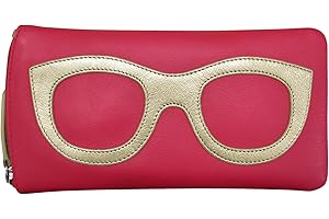 ili New York Smooth Leather Soft Eyeglass Case, Zip Closure with RFID Blocking Lining, Travel-Friendly in Vibrant Colors