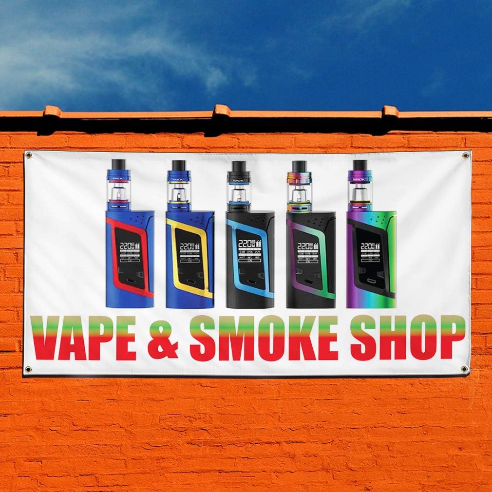 Multiple Sizes Available 4 Grommets Vinyl Banner Sign Vape & Smoke Shop