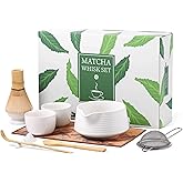 HELPLX Matcha Whisk Set, 10-Piece Japanese Matcha Kit with Bowl, Whisk & Holder, 2 Tea Cups, Bamboo Scoop, Spoon, Sifter, Scoop Rest & Tea Towel – White Matcha Tea Set for Ceremony or Daily Use