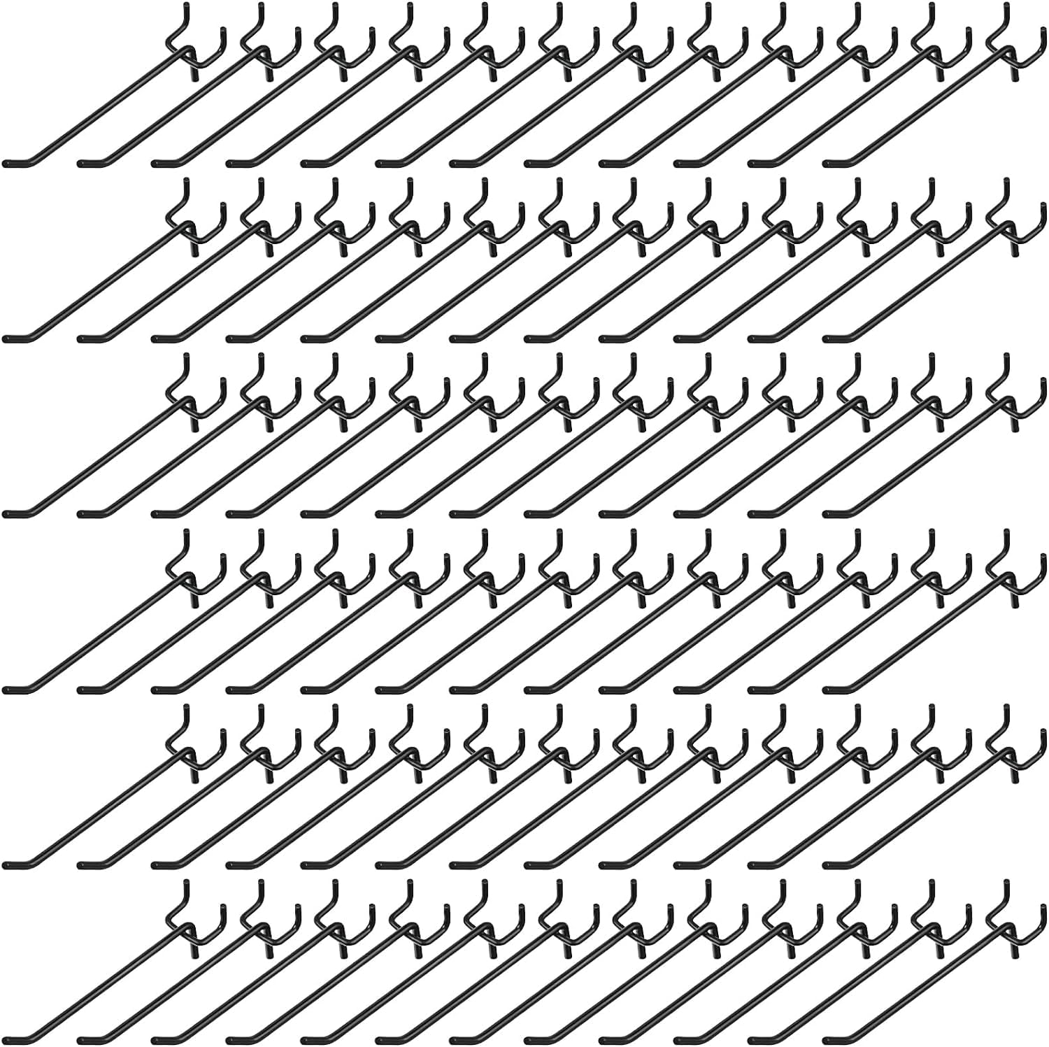 TESIN 100 Pack Peg Board Shelving Hooks, Stainless Steel Pegboard Hooks, Metal Display Hook, Hanging Peg Board Holders Wall Hook for 1/8 and 1/4 Pegboard for Garage Storage Organizer (4 Inch)