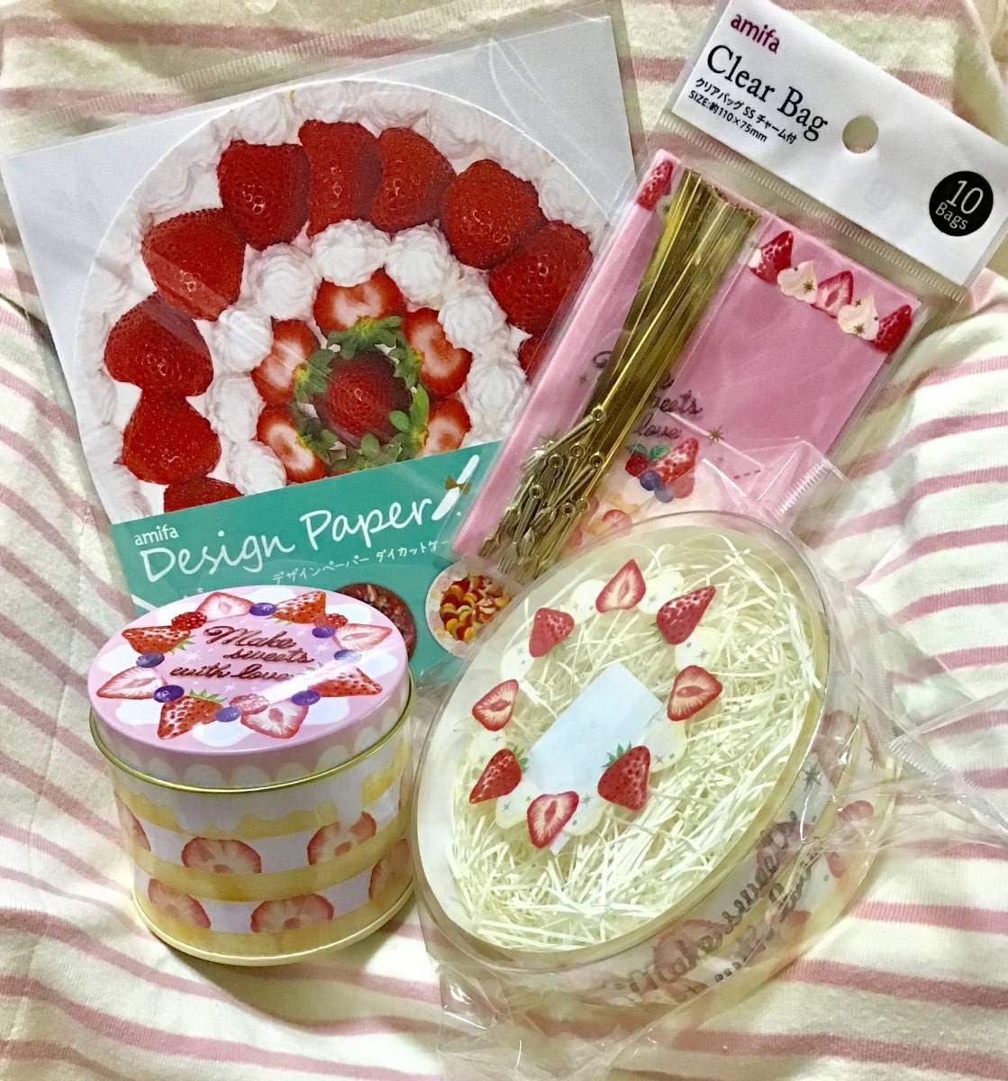 Amazon スイーツ系小物 4点セット デザインペーパー ラッピングバッグ 金属缶 ギフトボックス ホールケーキ いちご セリア 協和紙工 アニメ 萌えグッズ 通販