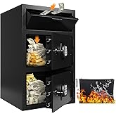 9.5 Cu Ft Extra Large Double Door Fireproof Drop Safe for Business Heavy Duty Safe Box with Drop Slot Anti-Theft Money Drop Box with Lock and Slot Anti-Fishing for Cafe Restaurant Gas Station