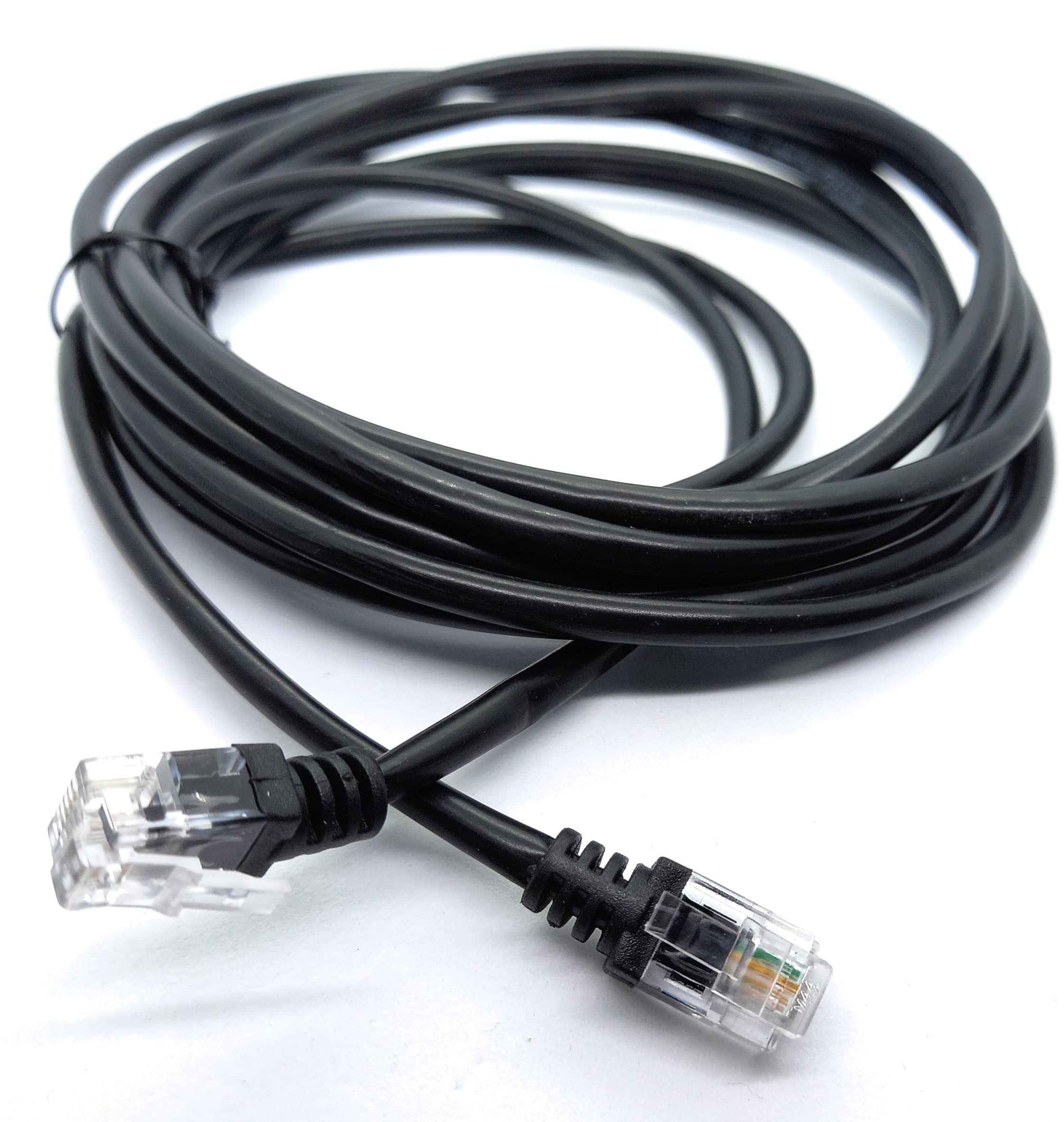 DRUT 3m RJ11 to RJ11 ADSL 2 High Speed Broadband Modem Telephone Cable Transmits Data Up to 100 Mbits sec 26 AWG Supports Analogue or Digital DSL ISDN Applications 10ft Black