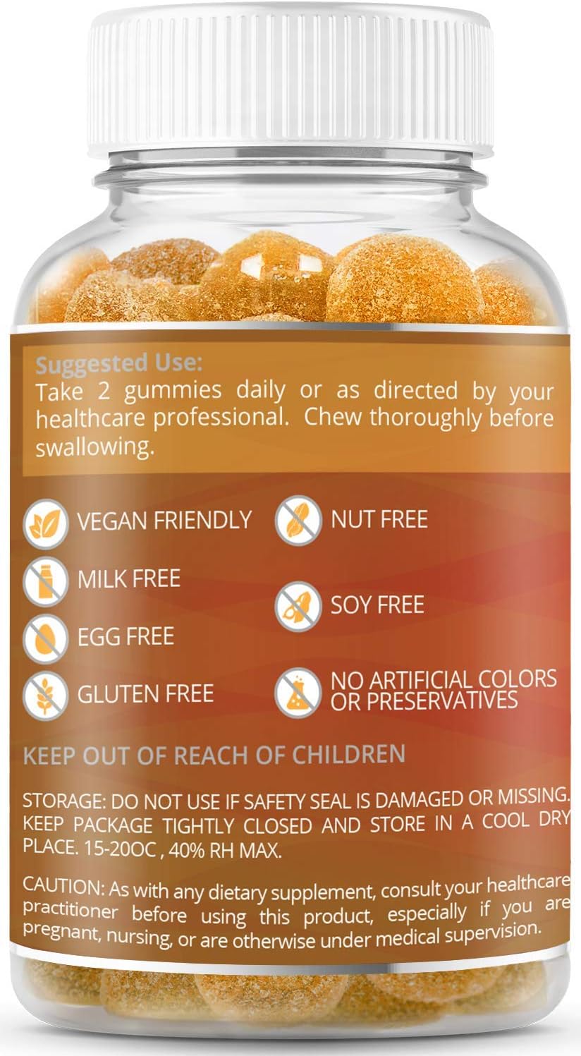 Turmeric Curcumin Gummies with Ginger & Black Pepper Extract, Joint Support and Pain Relief. Anti-Inflammatory, Chews for Adults & Kids, 60 Chewable Gummy Vitamins: Health & Personal Care