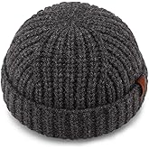 KNITDAY Chunky Wool Fisherman Short Beanie Hats Skull Cap for Men, Mens Thick Skater Streetwear Fishermans Beanie Daily Hat