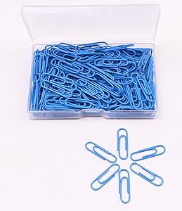 PTC Office 180PCS Colored Paperclips Metal Bookmark Memo Note Paper Clip, 28mm, (Blue)
