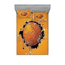 Ambesonne Basketball Fitted Sheet & Pillow Sham