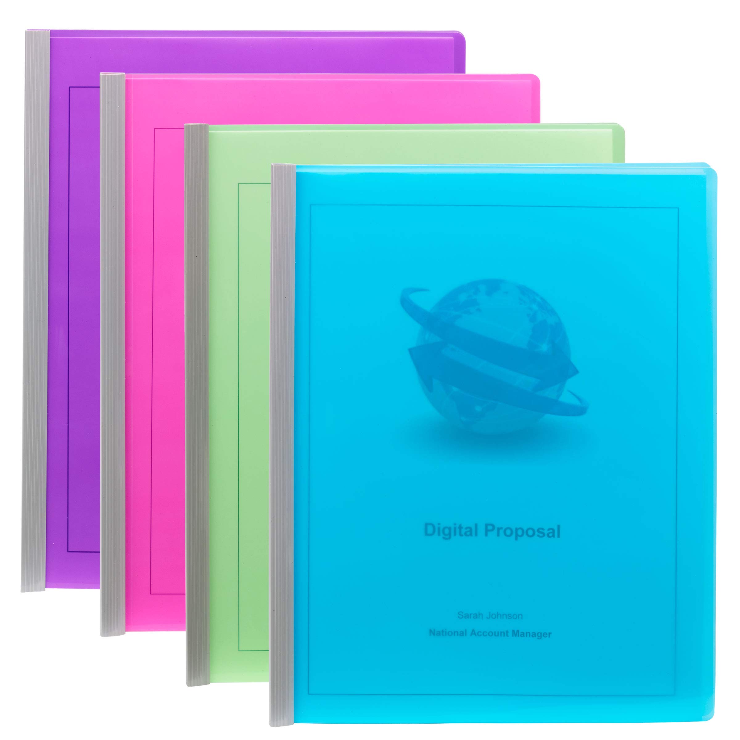Photo 1 of Smead Poly Report Cover with Sliding Bar, 25 Sheet Capacity, Letter Size, Assorted Colors, 4 per Pack (86047)