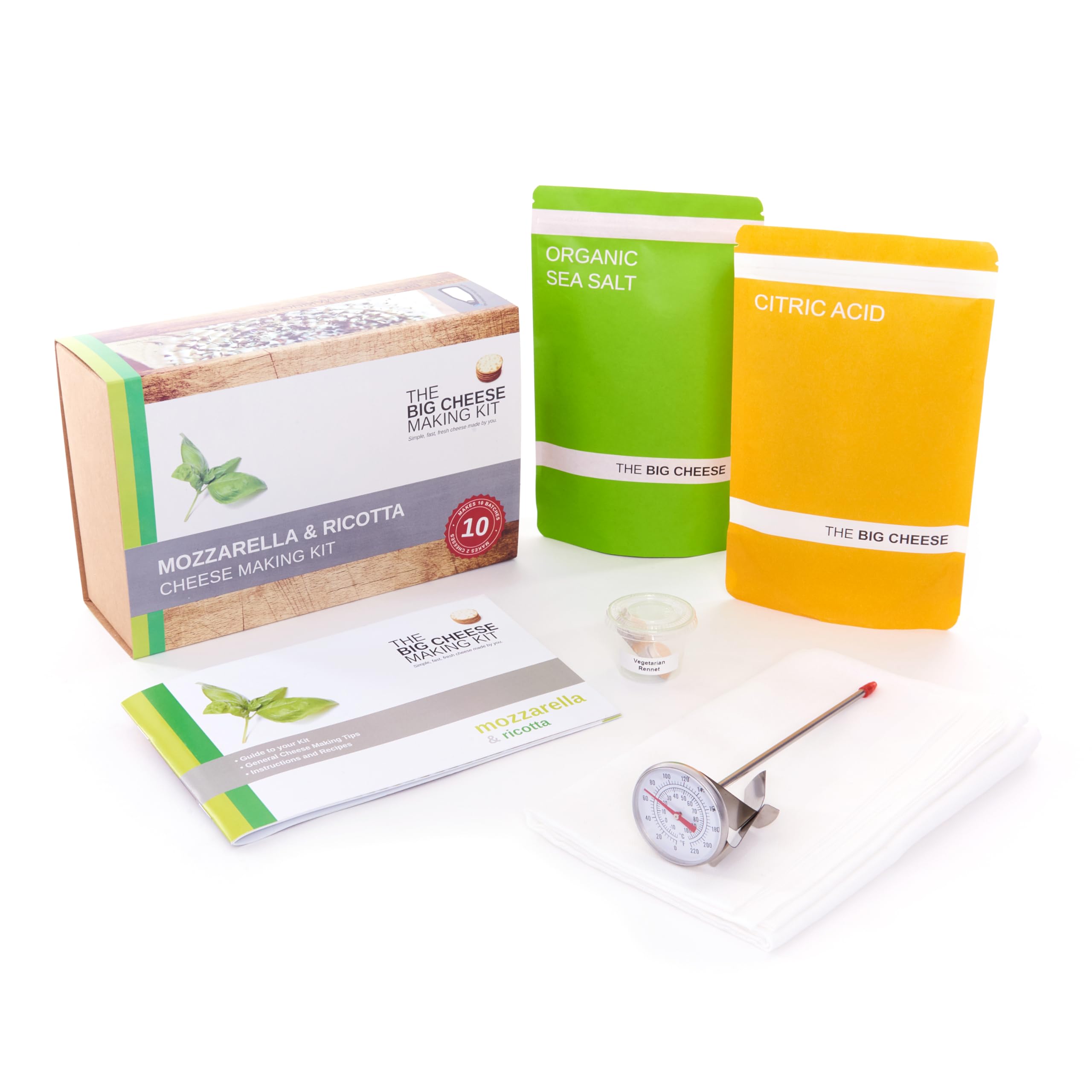 Make Your Own Cheese Kit with The Mozzarella and Ricotta Easy Cheese Making Kit (UK) - Gluten-Free Vegan Cheese Kit - Includes Recipes, Vegetarian Rennet for Cheese Making, and other Ingredients, 450g