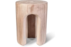 Athaliah Wood Side Table Stump End Table,17.8”H Rustic Wood Stump Side Table Stool,Wooden Round Side Table Stool Wooden Tree Stump End Table for Garden Patio Lawn Home Decor