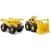 CAT Construction Toys, 2 Pack 10" Construction Fleet Toy Trucks with Articulated Parts, Fun and Durable for Indoor/Outdoor Use, Ages 2+