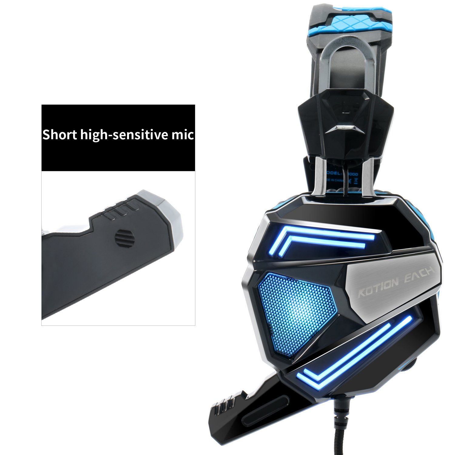 Zakitane KOTION EACH G5000 3.5mm PC Stereo Gaming Headset, Bass Headphones, Comfortable Headband with Microphone, Over-ear fit with Noise isolation, Breathing LED Light for Laptops or Computers