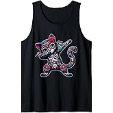 Dia De Los Muertos Cinco De Mayo Dabing Cat Sugar Skull Tank Top