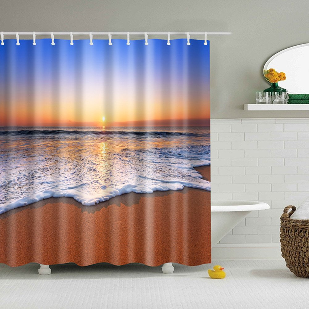 Amazon Com Jineams Shower Curtains Beach Themed Beach Sunset Art