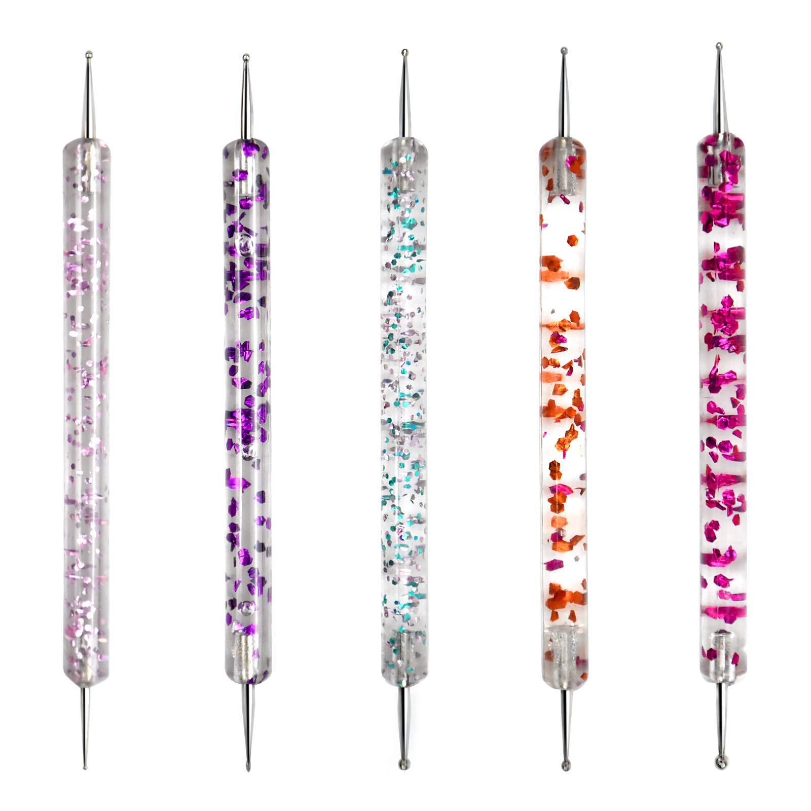 HQdeal 5Pcs Nail Dotting Pen, Dotting Painting Pen Polish Carving Tool, Nail Art Dotting Tool, Nail Polish Paint Manicure Dot Nail Art Set for Gel Polish Decoration
