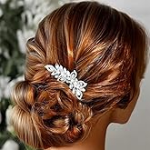 Bessney Silver Crystal Bridal Hair Comb Pearl Wedding Hair Piece Rhinestone Hair Accessories for Women