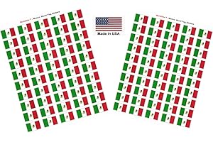WORLD FLAGS DIRECT 100 Mexico Flag Stickers, Two Sheets of 50, 1.5" x 1" Made in America Self Adhesive Country Flag Scrapbook Stickers, Two Sheets of 50, 100 Sticker Decal Flags