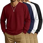 August Alley 4 Pack Men's Big and Tall Shirts with Pocket, Long Sleeve V Neck Tops Loose Fit Casual Stretchy Tee Shirts