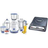 Prestige Iris(750 Watt) Mixer Grinder + Prestige PIC 20 1200 Watt Induction Cooktop with Push Button (Black)
