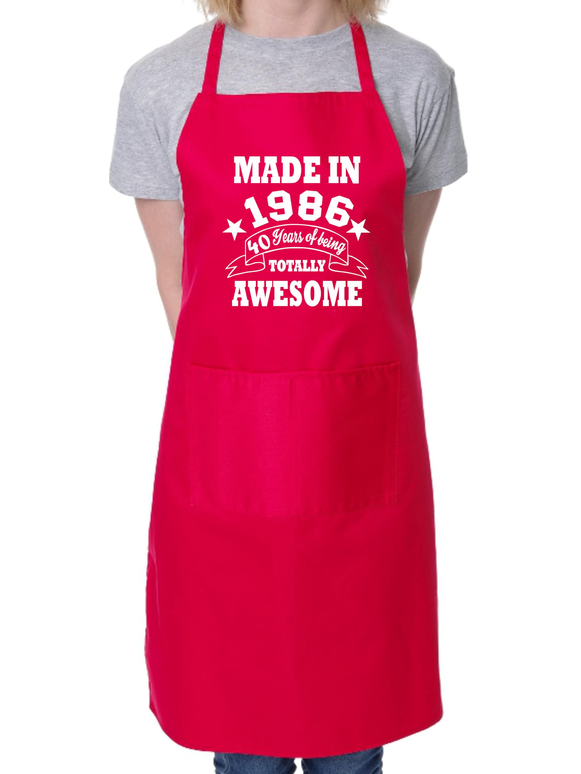 Print4U 40th Birthday Made In 1986 BBQ Cooking Funny Novelty Apron Red