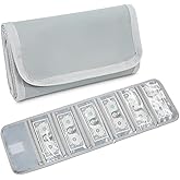 VOCHIC Money Wallet, Money Organizer for Cash with 6 Zippered Pocket Multipack Money Pouch, Cash Bill Organizer, Money Bag Small Travel Money Holder for Budgeting, Receipt and Tips