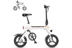 Jasion EB3 Electric Bike for Adults 21mph Folding Adults Electric Bicycles, 350W Brushless Motor, 36V 7.5Ah Battery, Center Suspension, 3 Levels Assist, 14" Foldable ebike for Adults and Teens