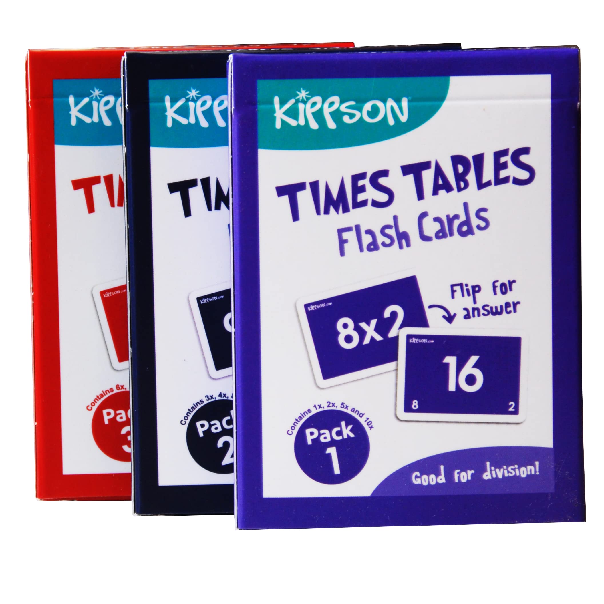 Kippson Times Tables Flash Cards - Multiplication and Division 2-in-1 set of 144