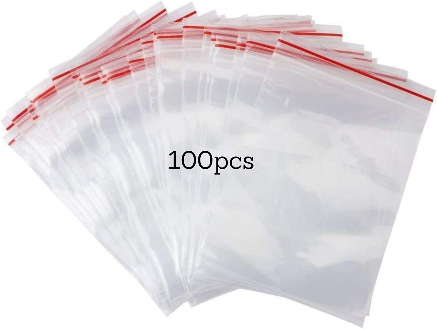 Pakico 100 Transaprent Sachets 20 x 30 cm Resealable with Zip Closure, Transparent, 20x30cm