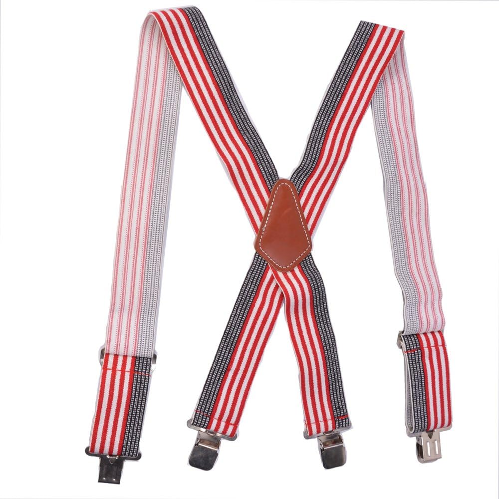 Men's Elastic Adjustable 2 Inch Wide Xback Suspenders American Flag
