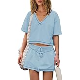 Panadila Womens Workout Set 2 Piece Outfits Skirt Set Matching Sets Crop Tops and Skirt with Shorts Sets with Pockets(Light Blue,M)