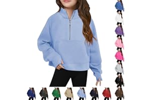 Itsame Half Zip Crop Sweatshirt For Girls Long Sleeve Pullover Tops Kids Lightweight Fleece Winter Clothes 5-13 Years