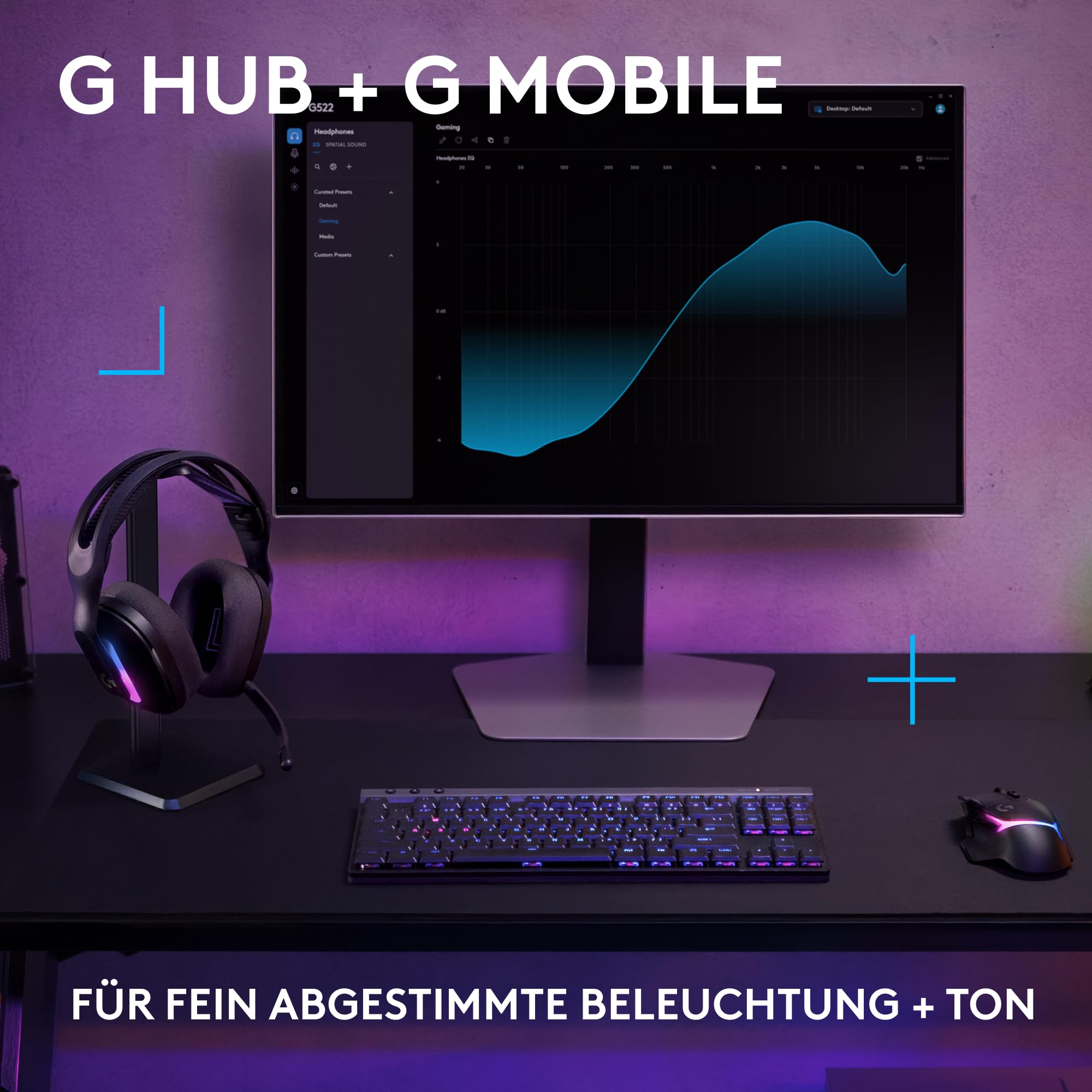 Logitech G G522 LIGHTSPEED, Kabelloses Gaming-Headset, Full-Band-Mikrofon, erweitertes Audio, Tri-Connect (LIGHTSPEED, Bluetooth, USB A auf C), LIGHTSYNC RGB, für PC,Nintendo Switch/Switch 2 – Schwarz 7