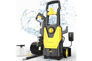AgiiMan Electric Pressure Washer, 4000PSI Max 2.8GPM Power Washer Electric Powered with 20FT Hose, 4 Nozzles, Foam Cannon, High Pressure Cleaner Machine for Cars, Patios, Furniture, Driveways, Gamboge