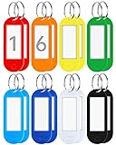 Teskyer 16 Pack Plastic Key Tags with Key Chain