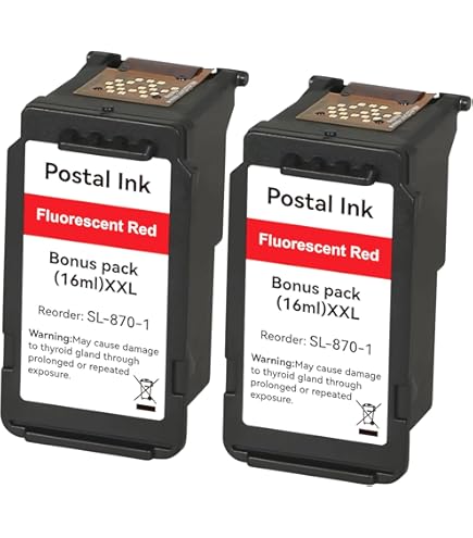 TISVEX SL-870-1 XXL Fluorescent Red Ink Cartridge Compatible For PB New SendPro Mailstation Postage Meter (CSD1) - 1 Pack(18ML) 18M