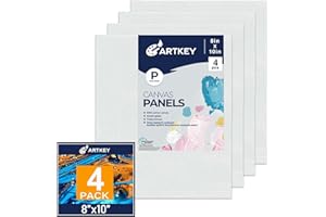 Artkey Canvases for Painting, 8x10 Inch 4-Pack, 10 oz Primed 100% Cotton White Blank Canvas Boards, Art Supplies Canvas Panels for Oil Acrylics Watercolor & Tempera Paints