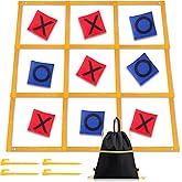 Gocasmus Tic Tac Toe Game - 4ft x 4ft Outdoor Yard Giant Tic Tac Toe for Backyard, Camping, Lawn, Portable No Assembly Outdoor Bean Bag Toss Game for Family and Kids