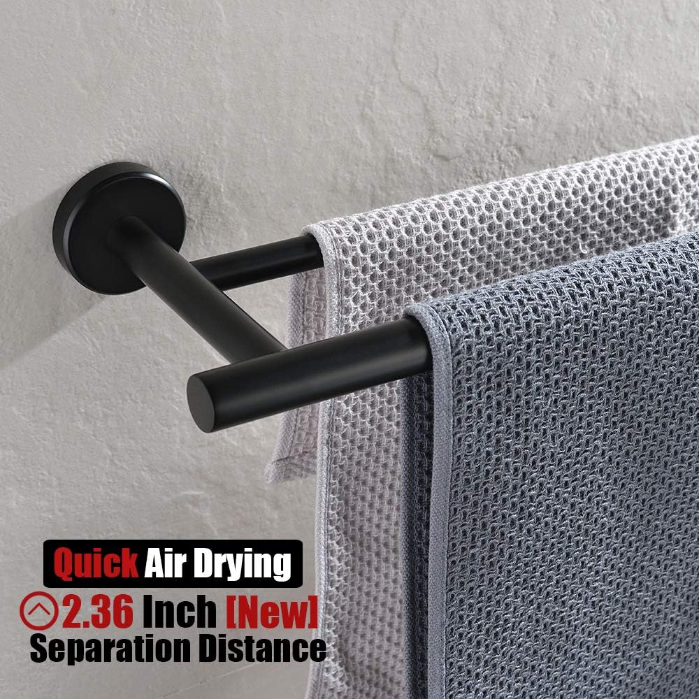 JQK Double Bath Towel Bar, Matte Black 30 Inch Stainless Steel Towel Rack for Bathroom, Towel Holder Wall Mount, 33 in Total Length, TB100L30-PB: Home & Kitchen