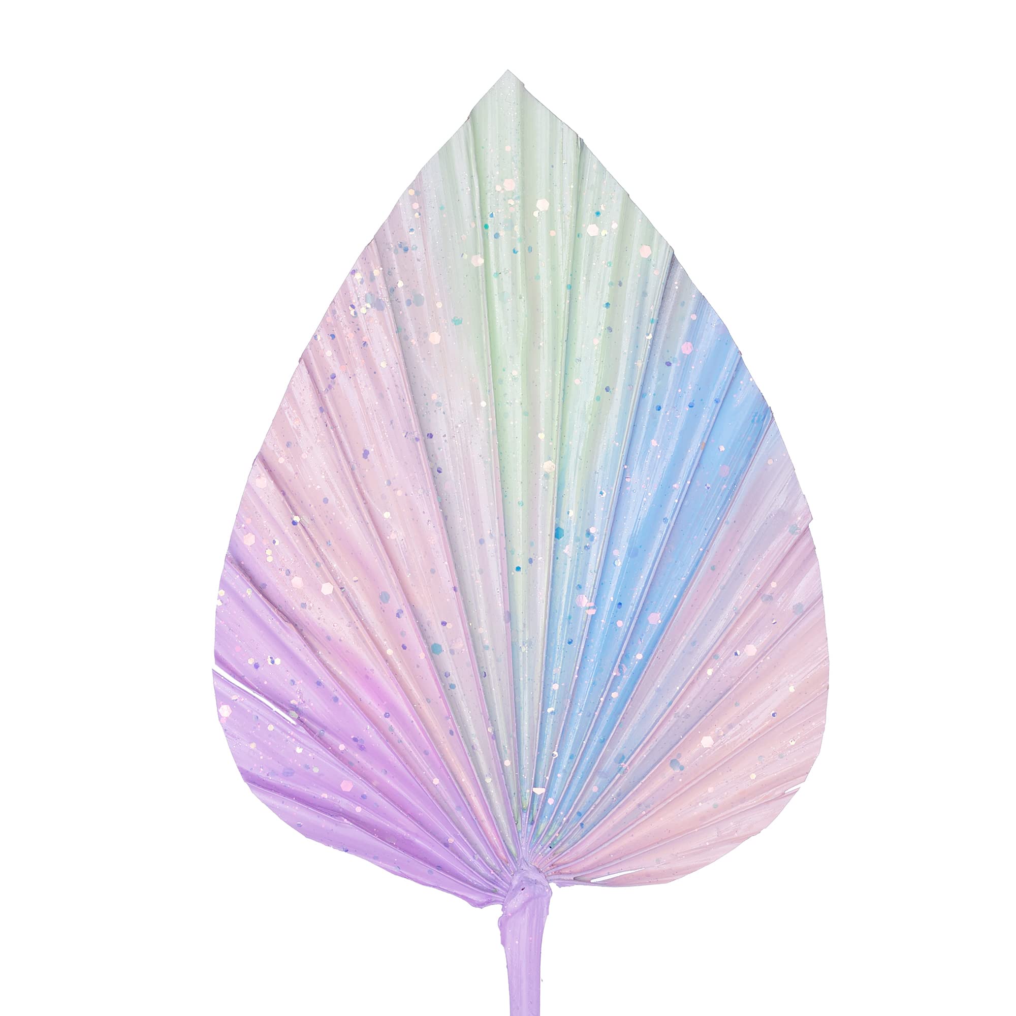 The Baked Studio - Dried Palm Leaf Leaves Palm Spear Cake Topper for Cake Decoration (Pastel Rainbow Glitter)