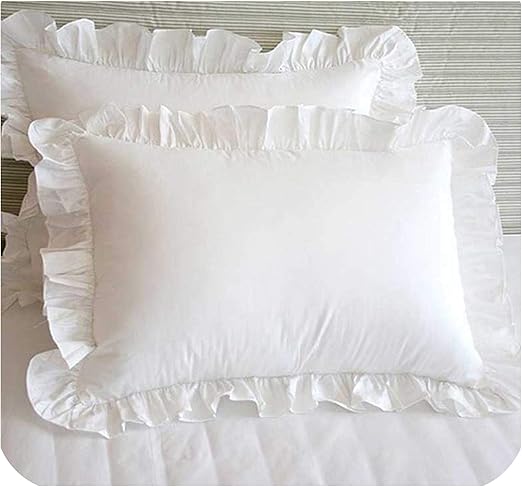 Amazon Com 2pcs White Pillowcase Bedding Cotton Solid Ruffle