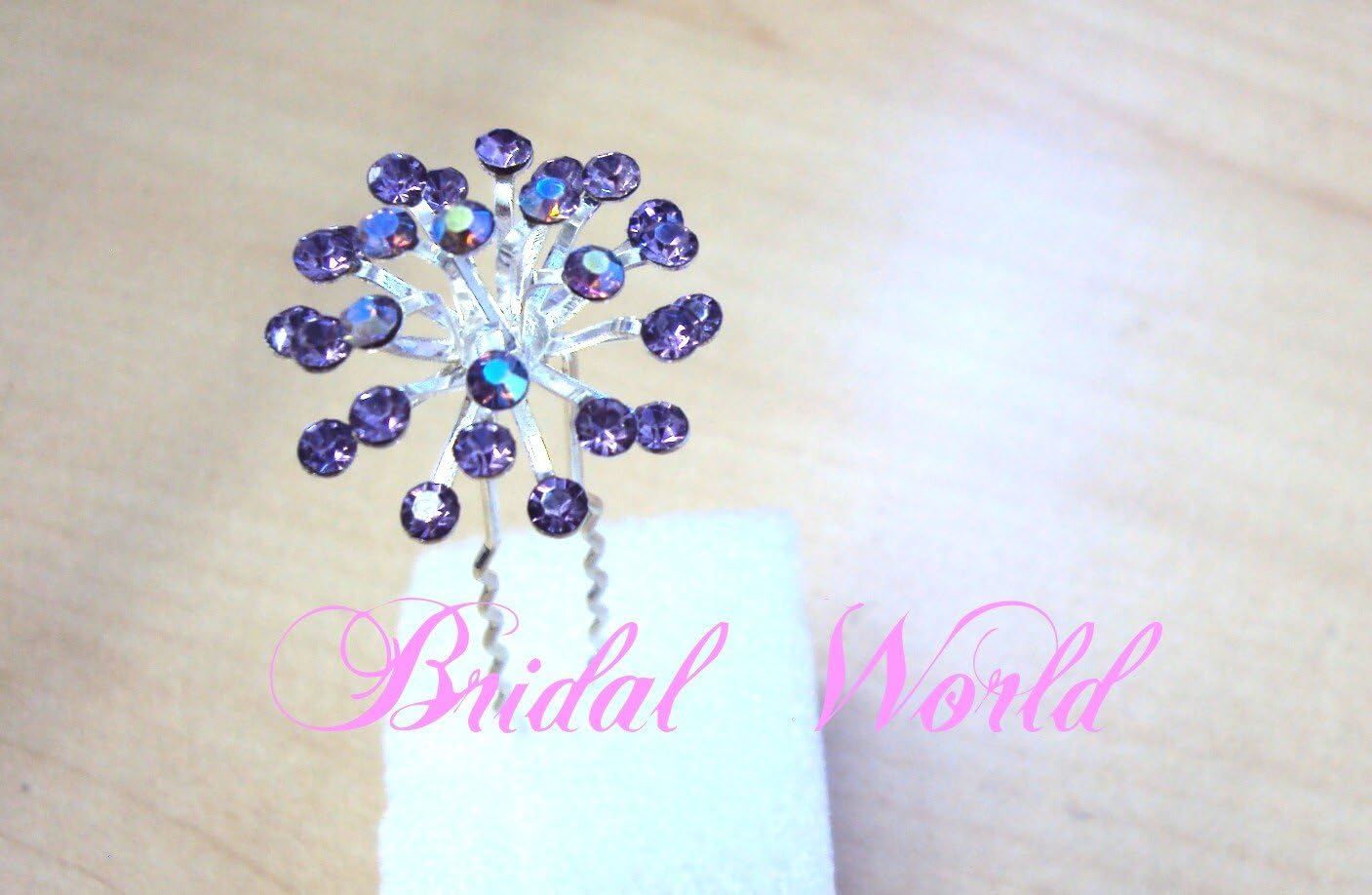 Bridal Elegant Crystal Fireworks shaped Design Hair Sticks [PK OF 6]--Purple